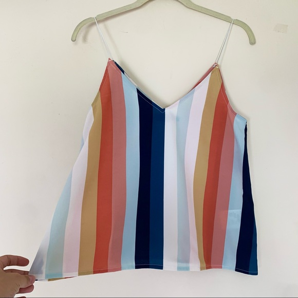 Volcom | “Flavor Up” Spaghetti Strap Striped Cropped V-neck Camisole Tank Top - Picture 4 of 16